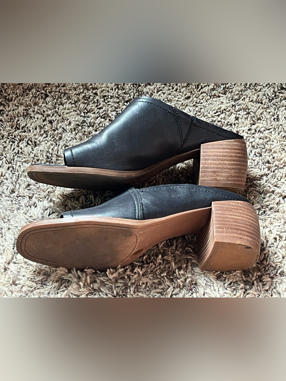 Lucky Brand Shoes Womens 7.5M Jemie Black Leather Heels Mule Slide Open Toe - Picture 7 of 12